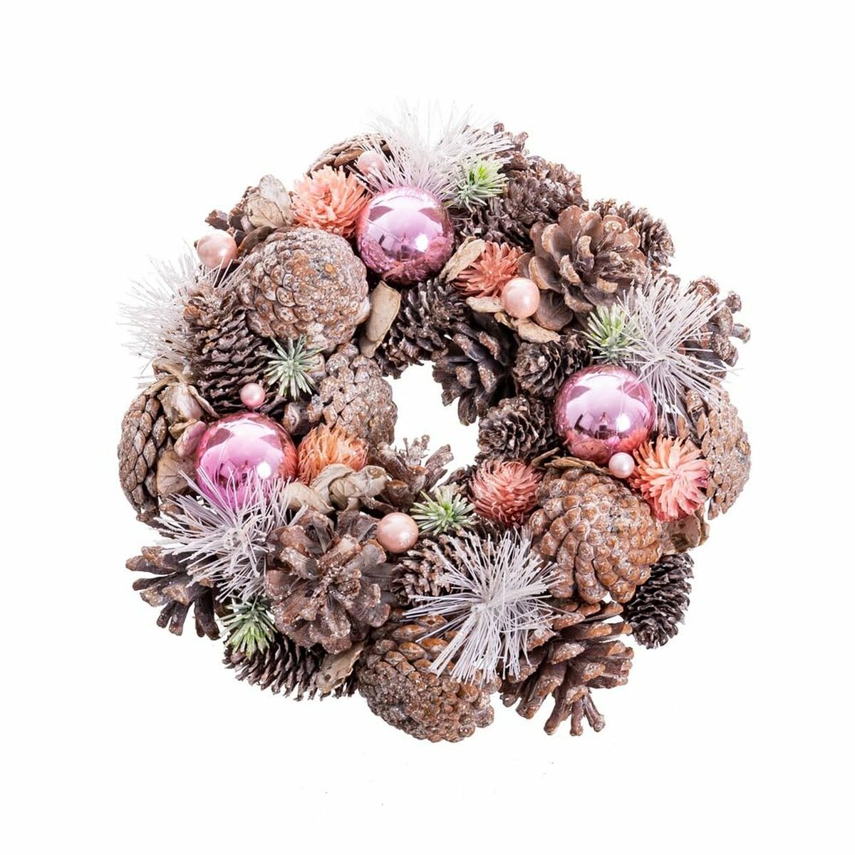 Weihnachtskranz Weiß Rosa Kunststoff Foam 26 x 26 x 8 cm